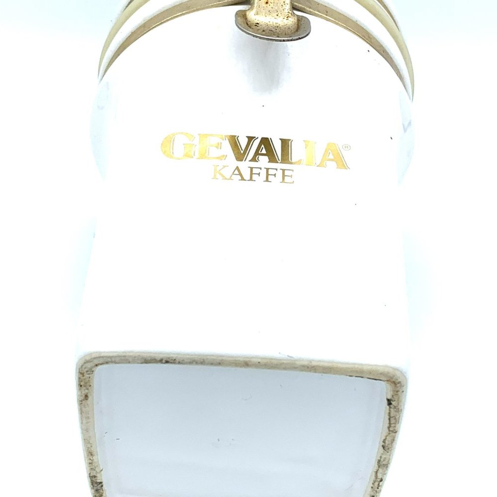 Vintage Gevalia Kaffe White And Gold Ceramic Coffee Canister - Picture 6 of 6